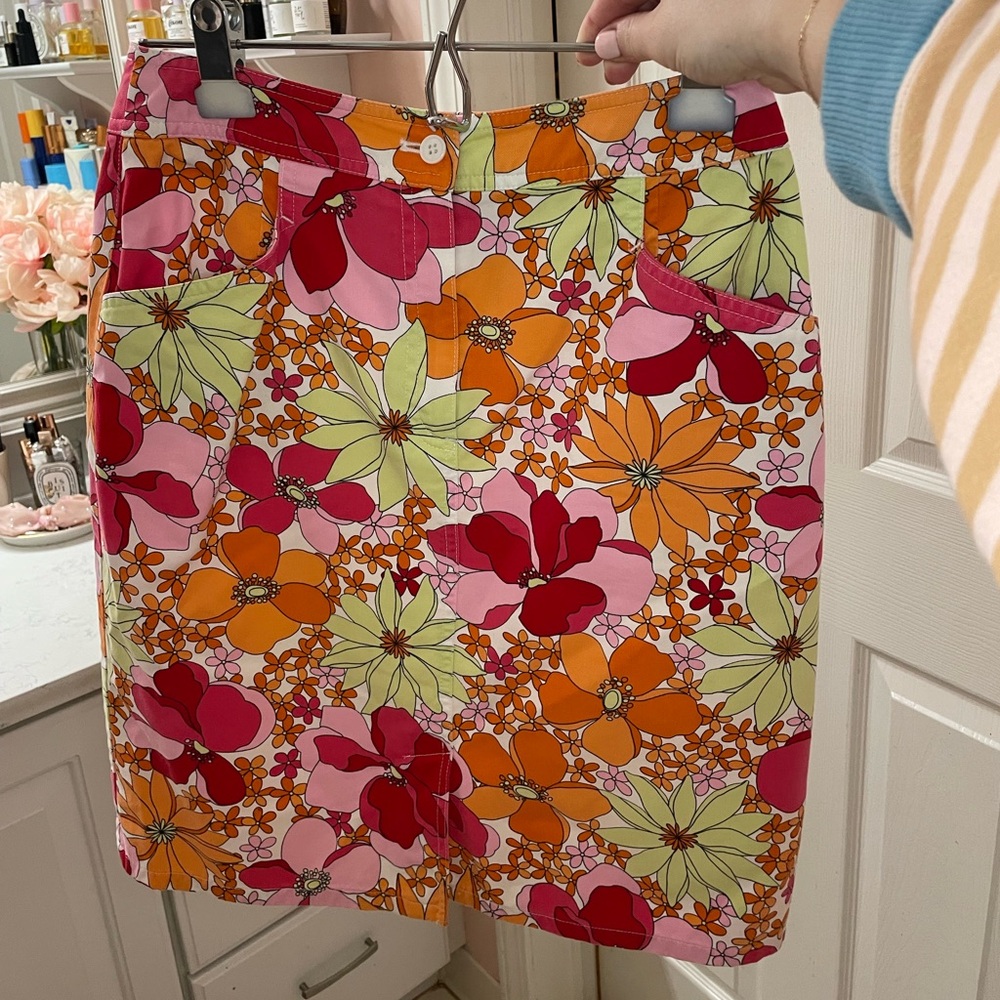 Vintage Talbots Petite Floral A Line Pencil Skirt